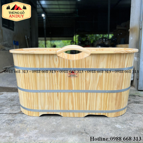 Bồn Tắm Gỗ Thông Bo Viền Tay Nắm An Duy an toàn cho mọi lứa tuổi.