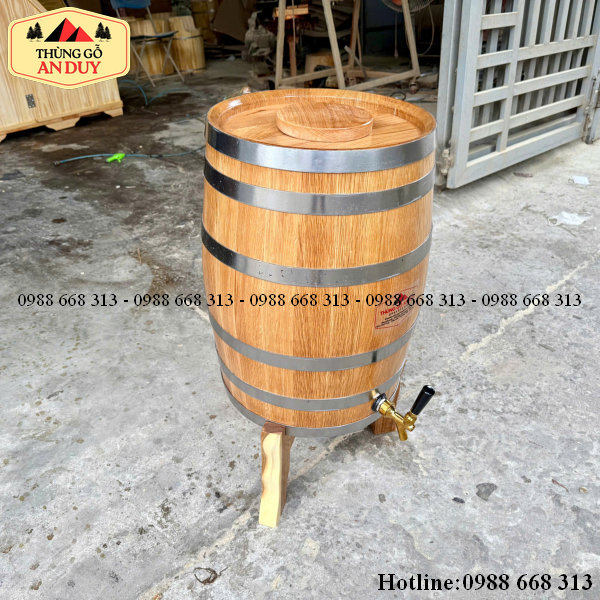 Kỹ thuật sản xuất bình rượu gỗ sồi 50l dáng đứng cam kết không sử dụng sáp ong mặt trong.